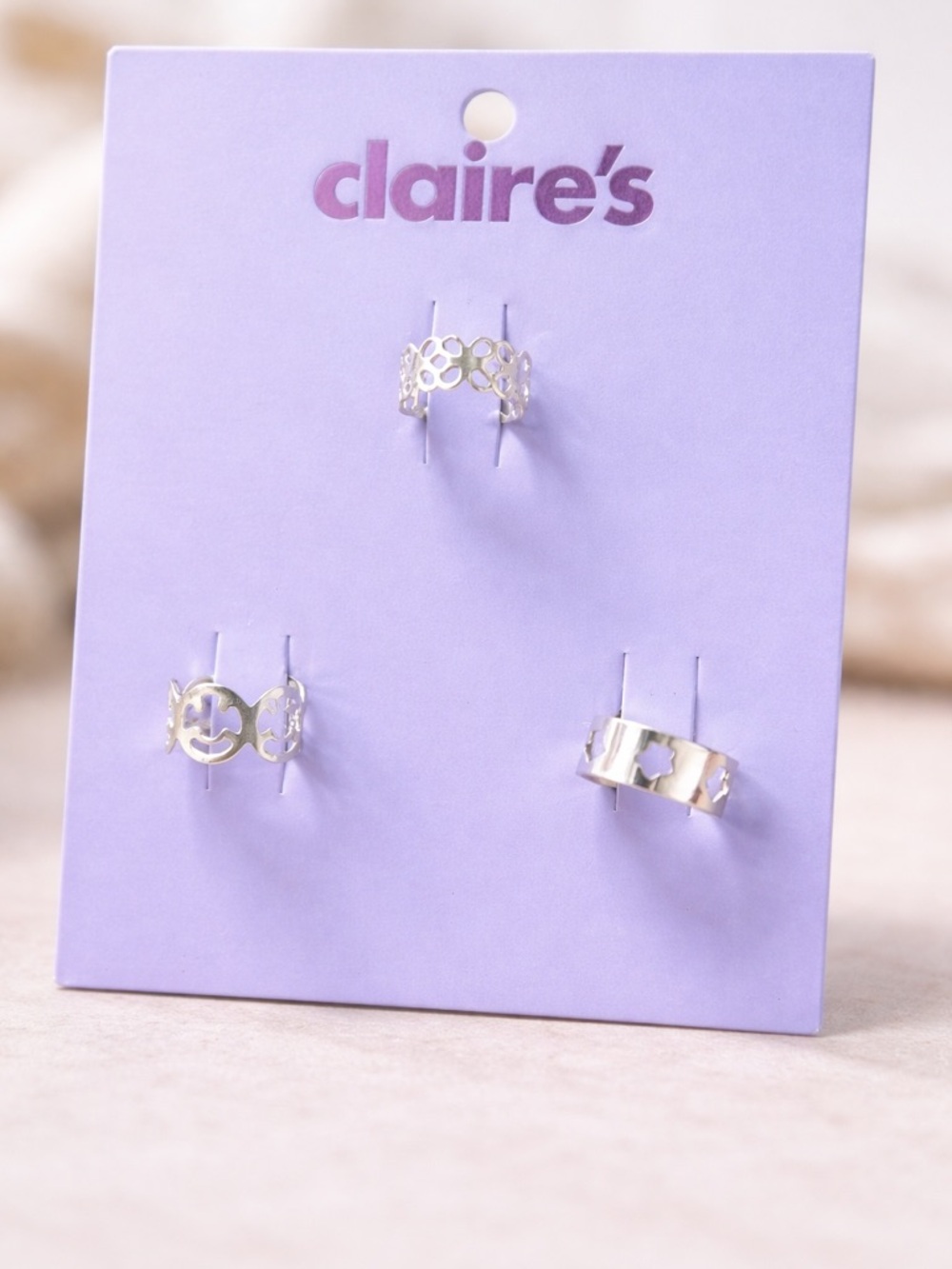 ⚠️ 5/25: Claire’s Silver Cutout Floral & Star Ear Cudf Trio
